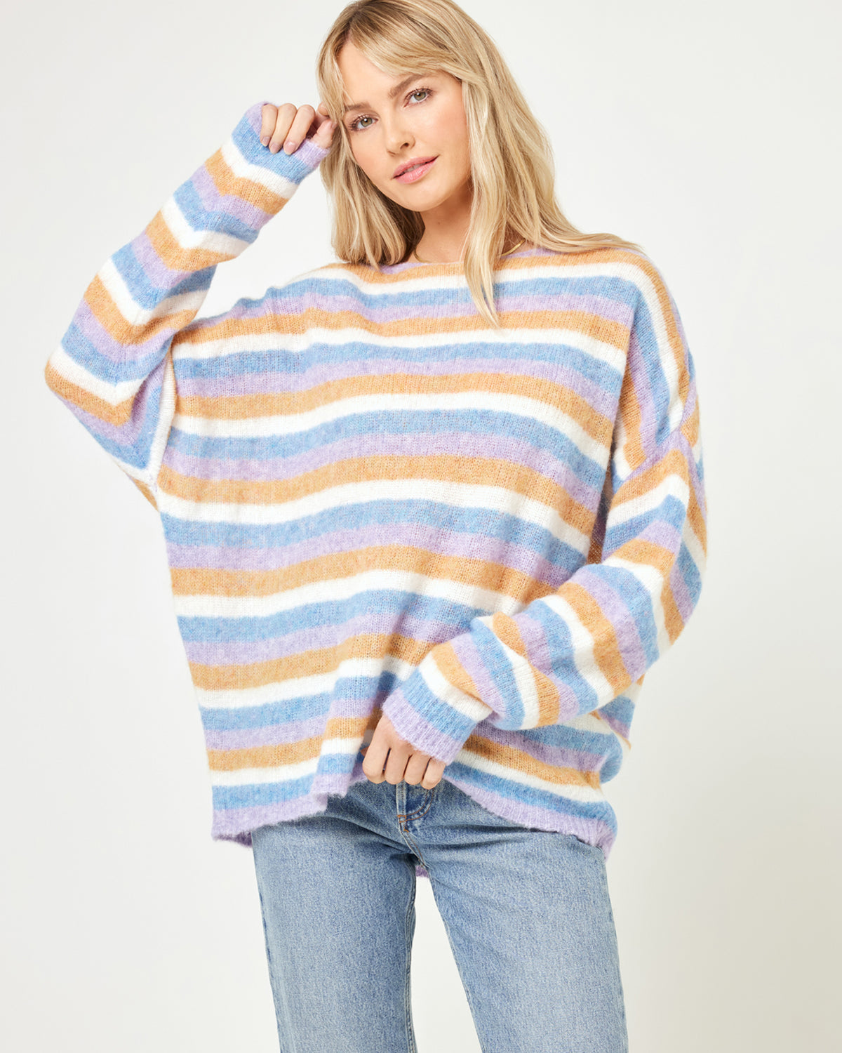 Cozy Clouds Sweater - Beautiful Skies Stripe Beautiful Skies Stripe | Model: Lura (size: S) | Hover