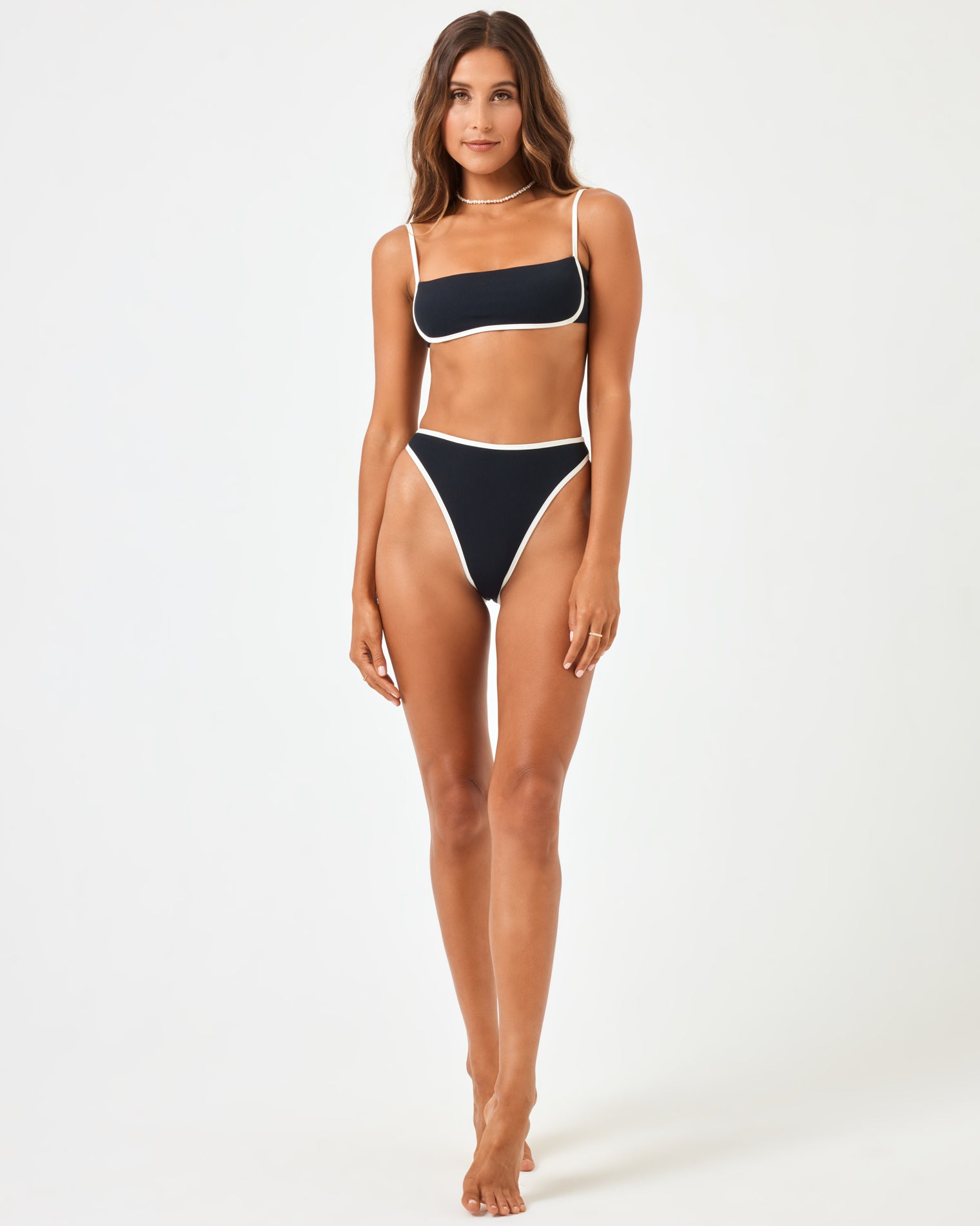 Hazel Bikini Top - Black-Cream Black-Cream | Model: Anna (size: S) | Hover