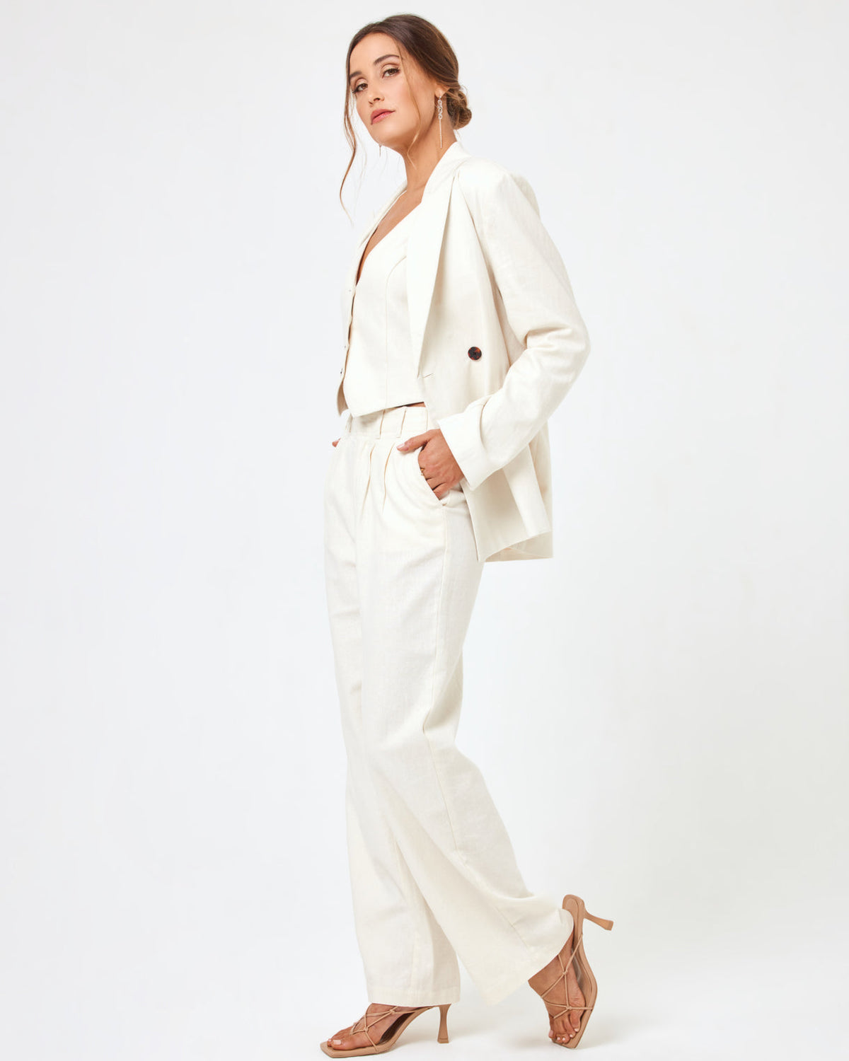 Rhodes Pant - Cream Cream | Model: Anna (size: S)