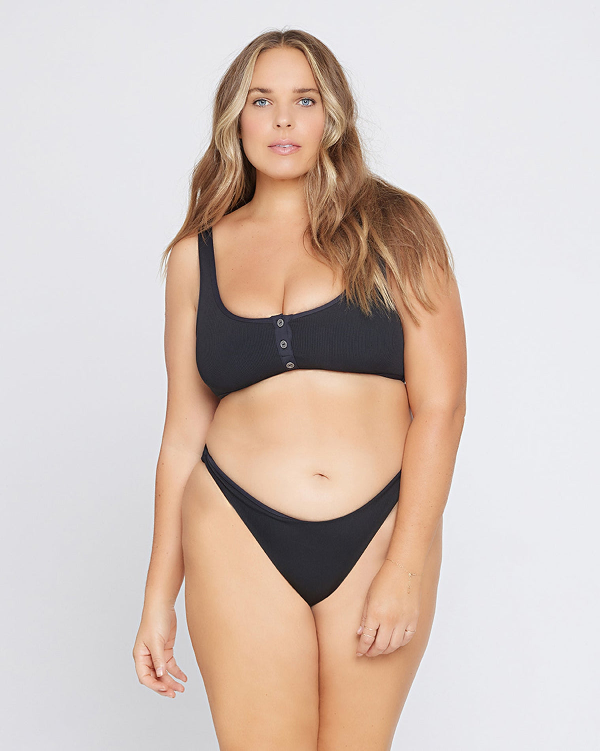 Ribbed Camacho Bikini Bottom - Black Black | Model: Ali (size: XL)