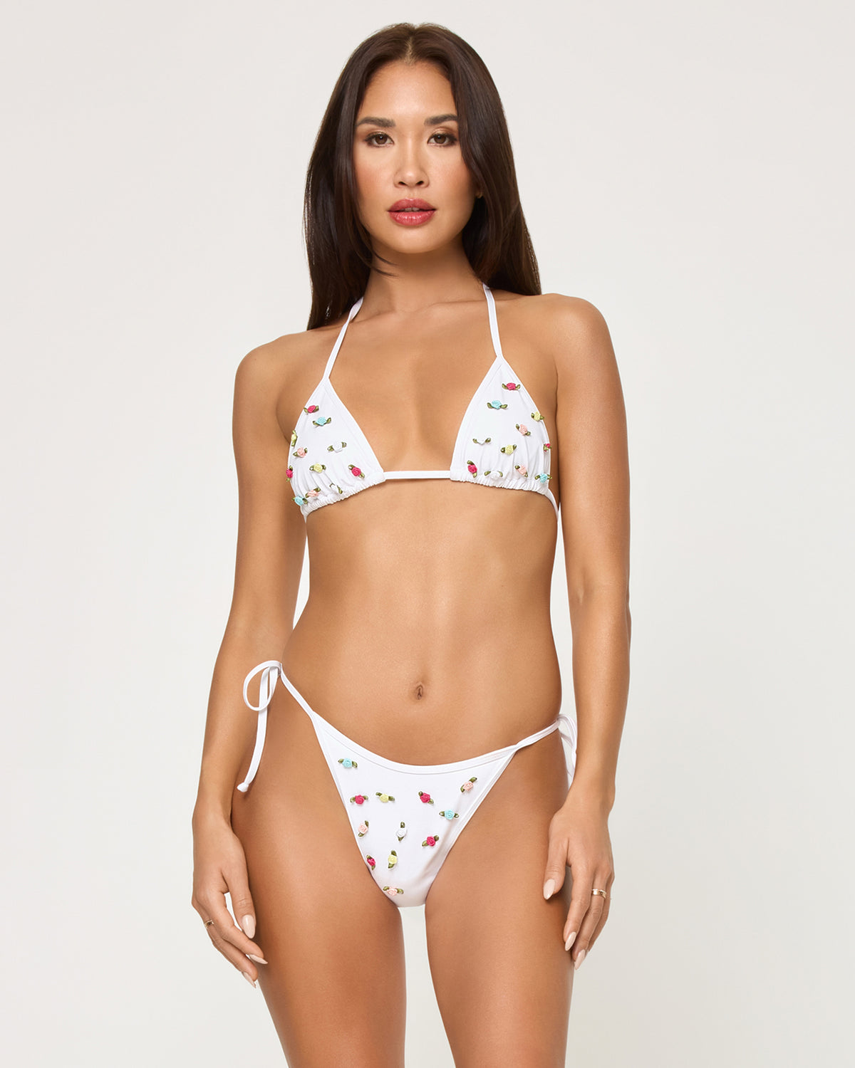 Aspen Bikini Top - White Rosette White Rosette | Model: Jocelyn (size: S) | Hover